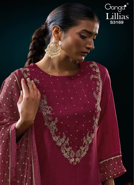 Lillias 3169 By Ganga Bemberg Habutai Silk Designer Salwar Kameez Orders In India
